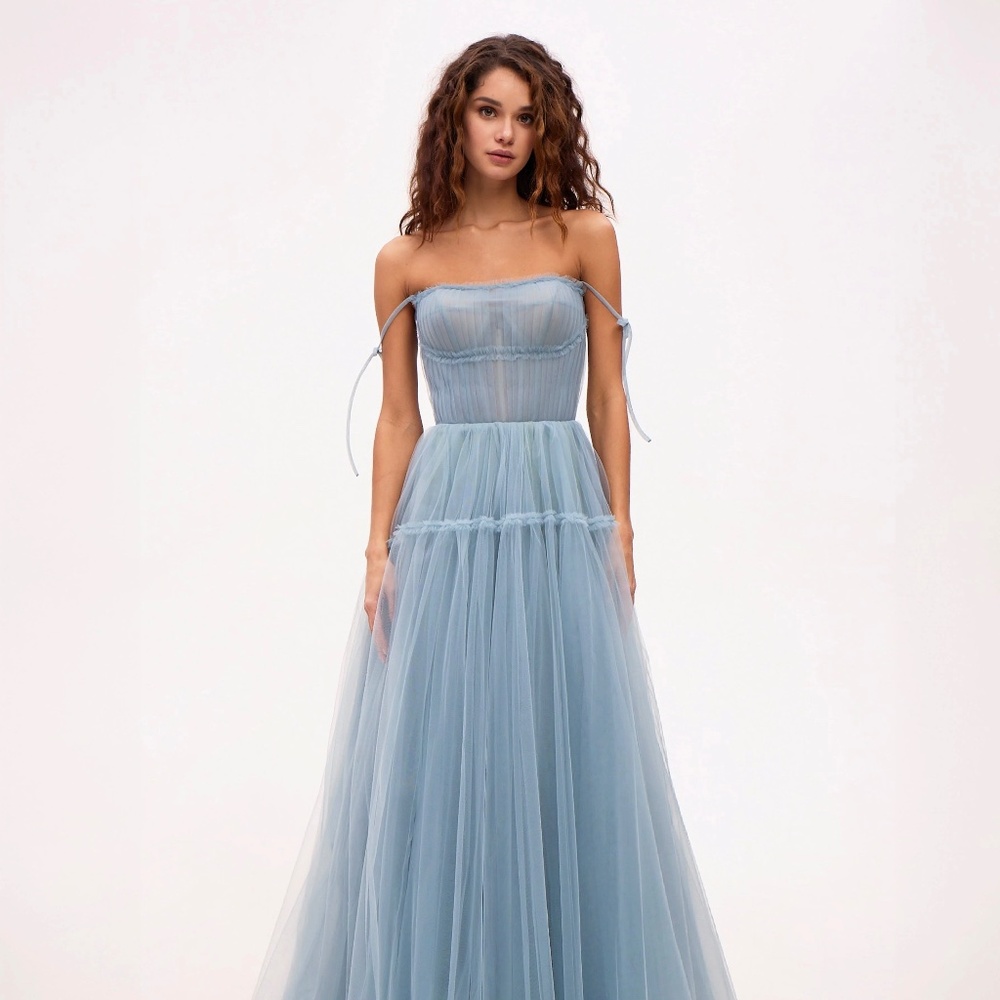 Milla Ocean Wave Tie-straps tulle prom dress